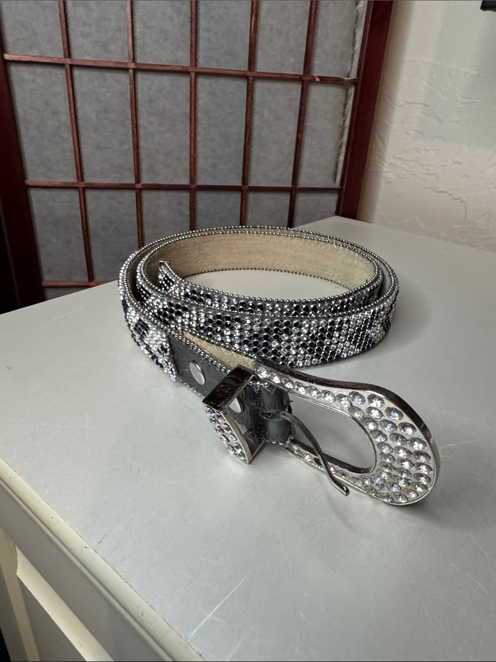 Buckle Silver Crystal-Embellished Women's Belt